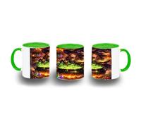 MERCHANDMANIA Taza Verde dibujo bruja maga caldero mistico magia astral color mug