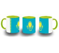 MERCHANDMANIA Taza Verde Lima bandera kazajistan pais oriente medio color mug