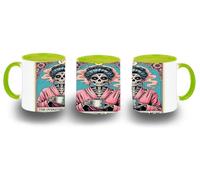 MERCHANDMANIA Taza Verde Lima carta tarot graciosa meme madre café lunes mañana color mug