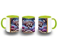 MERCHANDMANIA Taza Verde Lima carta tarot graciosa meme reina drama charlatan color mug