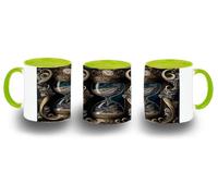 MERCHANDMANIA Taza Verde Lima reloj arenas del tiempo mistico magico astral steampunk color mug