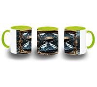 MERCHANDMANIA Taza Verde Lima reloj astrologia galaxia cosmos universo tiempo color mug