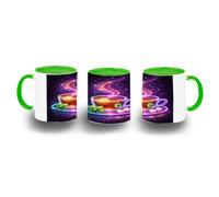 MERCHANDMANIA Taza Verde te astral galaxia astrologia magico magia colores arcoiris color mug