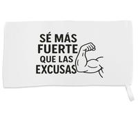 MERCHANDMANIA Toalla Pequeña Absorbente Frase Gym Gimnasio Deporte se más Fuerte Que Las Excusas Suave Personalizada con Cinta Elastica