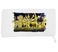 MERCHANDMANIA Toalla PEQUEÑA Absorbente Heroes ARMADURAS Doradas Caballeros Anime Suave Personalizada con Cinta Elastica