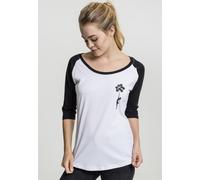 Merchcode Camisa Mujer Damas Brandalised - Banksy's Graffiti Balloons Raglan Tee White/Black XXL