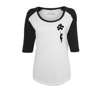MERCHCODE Banksy Balloons Raglan Tee, Camiseta Mujer, Blanco/negro, S