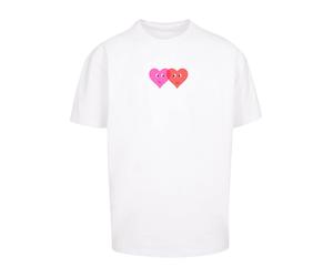 Merchcode Camiseta 'Hugs & Love - Two Hearts' rosa / rojo sangre / blanco M rosa / rojo sangre / blanco