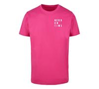 Merchcode Camiseta 'Never On Time' rosa / blanco L rosa / blanco