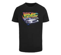 Merchcode Camiseta 'Outatime 85' azul oscuro / lila pastel / naranja / negro L azul oscuro / lila pastel / naranja / negro