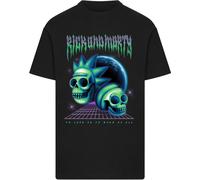 Merchcode Camiseta 'Rick & Morty Skull' azul real / verde claro / lila / negro S EUR