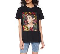 MERCHCODE Ladies Frida Kahlo Portrait, Camiseta Mujer, Negro, S