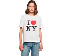 MERCHCODE Mc1086-ladies I Love NY tee Camiseta, Blanco, S Mujeres