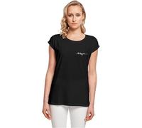 Merchcode Mp0007109-ladies Be Happy T-Shirt Camiseta, Negro, S Mujeres