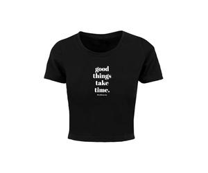MERCHCODE Mp0007138-ladies Good Things Take Time Cropped tee Camiseta, Negro, S Mujeres