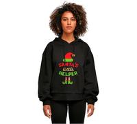 MERCHCODE Mp0009143-ladies Christmas Santa´s Little Helper Hoody Sudadera con Capucha, Negro, Mujer