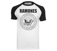 MERCHCODE Ramones Circle Raglan Tee, Camiseta Hombre, Blanco/negro, XL