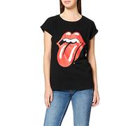 MERCHCODE Rolling Stones Tongue, Camiseta Mujer, Negro, M