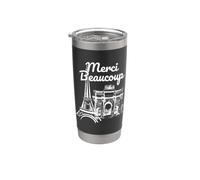 Merci Beaucoup Divertido Francés Diciendo París Amante Parisino Vaso térmico de acero inoxidable de doble pared