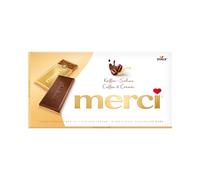 Merci Café Crema, 4 mini barras de chocolate - 100gr ": CHOCOLATE EDEL crema de café (57%) DE CHOCOLATE BLANCO (43%) DE -