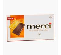 Merci Chocolate Negro con Naranja y Almendra, 4 Barras Individuales, 100g