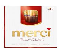 merci, Finest Selection Gran Variedad, Bombones surtidos de 8 especialidades de chocolate relleno y sin relleno, 1 x 250 g