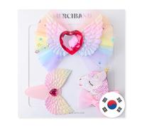 [Merciband] Juego de regalo de pinza de pelo de corazón de unicornio (3 piezas/paquete) todo hecho en Corea. Juego de regalo para niña, clip a presión, clip de pasador, pin de bebé, accesorio para el