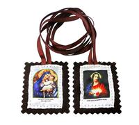 MERCILIA MEISHILAI Collar de lana con escapulario tradicional marrón de Nuestra Señora del Monte Carmelo, collar de lana católico con el Sagrado Corazón de Jesús, 45 mm x 53 mm, regalo de protección