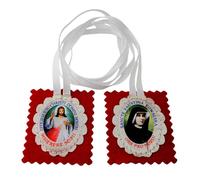 MERCILIA MEISHILAI Escapulario tradicional rojo de la Divina Misericordia, collar de fieltro de lana católico con Santa Faustina, 45 mm x 53 mm, gran protección religiosa sacramental, regalo