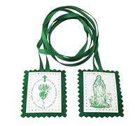 MERCILIA MEISHILAI Escapulario verde del Inmaculado Corazón de María, collar de escapulario católico bordado con cordón verde de 60 cm, fieltro de lana de 45 mm x 53 mm, regalo religioso de protección