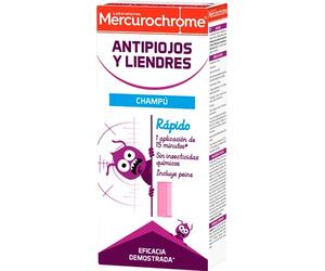 MERCUROCHROME - Champú - Antipiojos y Liendres - Rápido - 1 Aplicación de 15 Minutos - Sin Insecticidas Químicos - Para Toda La Familia - Incluye Peine - Eficacia Demostrada