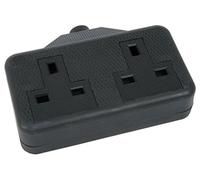 Mercury 429.625UK Rubber 2 Gang Trailing Socket, Negro, 1 Pack