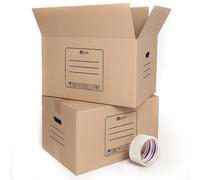 MERCURY- PACK 10/20 Cajas mudanza y Almacenaje Ultra Resistentes + Precinto, Cajas de Carton con Asas para fácil manejo,box grandes y pequeñas,Reutilizables (10 Cajas 55x35x35CM 67Litros)