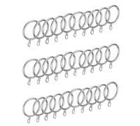 MERCURY TEXTIL- Anillas de Cortina de Metal de 32mm Diámetro Interno con Gancho Fijo para Barras, Anillas para Colgar Cortinas. (30, Plata)