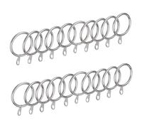 MERCURY TEXTIL- Anillas de Cortina de Metal de 32mm Diámetro Interno con Gancho Fijo para Barras, Anillas para Colgar Cortinas. (20, Plata)