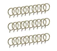 MERCURY TEXTIL- Anillas de Cortina de Metal de 32mm Diámetro Interno con Gancho Fijo para Barras, Anillas para Colgar Cortinas. (30, Dorado)