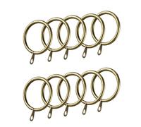 MERCURY TEXTIL- Anillas de Cortina de Metal de 32mm Diámetro Interno con Gancho Fijo para Barras, Anillas para Colgar Cortinas. (10, Dorado)
