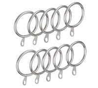MERCURY TEXTIL- Anillas de Cortina de Metal de 32mm Diámetro Interno con Gancho Fijo para Barras, Anillas para Colgar Cortinas. (10, Plata)