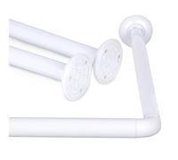 MERCURY TEXTIL- Barra de cortina de Ducha en forma de L o L+U, Universal, Fácil Instalación, Barra de Acero Inoxidable. (Modelo L, Blanco)