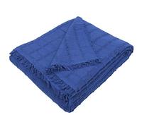 MERCURY TEXTIL- Colcha Multiusos Sofa,Manta Foulard,Plaid para Cama,Cubresofa Cubrecama,jarapas,Comoda Practica y Suave. Poliester Algodón (230 x 260cm, Liso Azul)