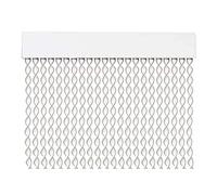 MERCURY TEXTIL Cortina para Puerta Tiras PVC 200x120cm，Cortina para Puerta Exterior，10 Color (Blanco+Filo Gris R3)