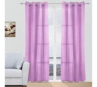 MERCURY TEXTIL - Cortinas Modernas Translucidas 2 Piezas con Anillos Plateados para Ventana, 150 X 260 CM (Lila)