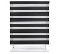 MERCURY TEXTIL Estor Enrollable de Doble Capa, Noche y Día, translúcido y oscurecido (80 x 180 cm, Negro)