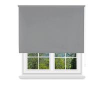 MERCURY TEXTIL- Estor Enrollable Opaco, Blackout, Fácil de Instalar, Protección de Pantalla para Ventanas, Cierra el Paso de la luz (Gris, 135x180cm)