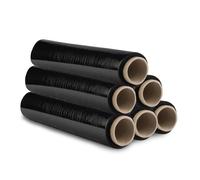 MERCURY TEXTIL- Film Transparente o Negro para Embalar (Negro, 6 Rollos)