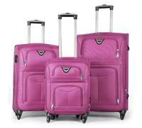 MERCURY TEXTIL - Juego de Maletas 3pcs de Tela con 4 Ruedas Giratorias 360°, Expandible (Cabina, Mediana y Grande), con Cierre de Seguridad - Ideal para Viajes y Vacaciones (Rosa)