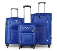 MERCURY TEXTIL - Juego de Maletas 3pcs de Tela con 4 Ruedas Giratorias 360°, Expandible (Cabina, Mediana y Grande), con Cierre de Seguridad - Ideal para Viajes y Vacaciones (Azul)