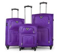 MERCURY TEXTIL - Juego de Maletas 3pcs de Tela con 4 Ruedas Giratorias 360°, Expandible (Cabina, Mediana y Grande), con Cierre de Seguridad - Ideal para Viajes y Vacaciones (Lila)