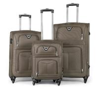 MERCURY TEXTIL - Juego de Maletas 3pcs de Tela con 4 Ruedas Giratorias 360°, Expandible (Cabina, Mediana y Grande), con Cierre de Seguridad - Ideal para Viajes y Vacaciones (Marrón)