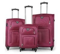 MERCURY TEXTIL - Juego de Maletas 3pcs de Tela con 4 Ruedas Giratorias 360°, Expandible (Cabina, Mediana y Grande), con Cierre de Seguridad - Ideal para Viajes y Vacaciones (Burdeos)